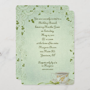 Verjaardag Brunch met theekop Uitnodiging