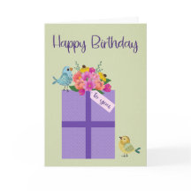 Verjaardag Cadeau met bloemen en vogels