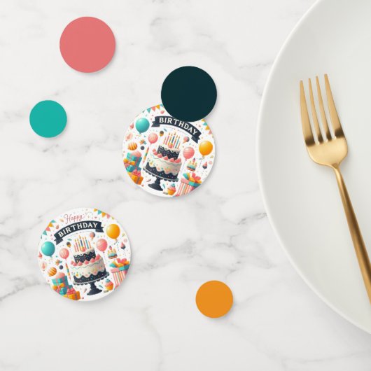 Verjaardag Cake & Balloons Confetti (Groep)