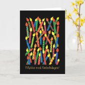 Verjaardag Cake Candles Kaart met Deense Groet (Gele Bloem)