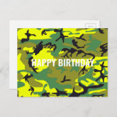 Verjaardag Camouflage Geel Groen Abstract Briefkaart (Voorkant / Achterkant)