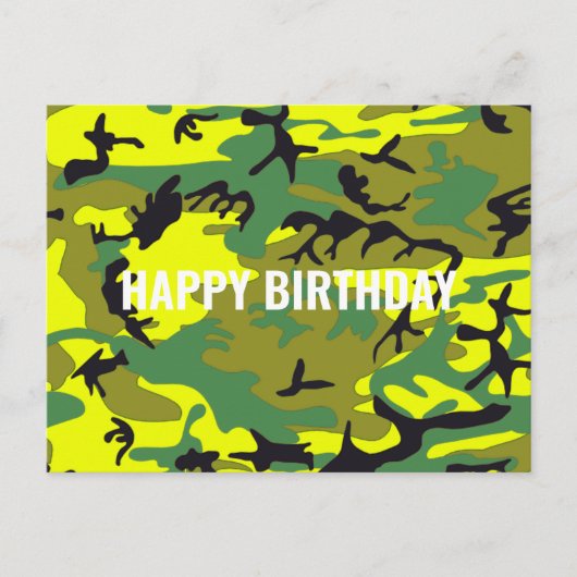 Verjaardag Camouflage Geel Groen Abstract Briefkaart (Voorkant)