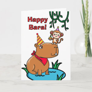 Verjaardag Capybara en aap Kaart