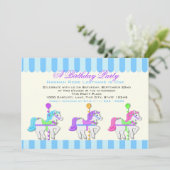 Verjaardag Carousel Ponies Kaart (Staand voorkant)