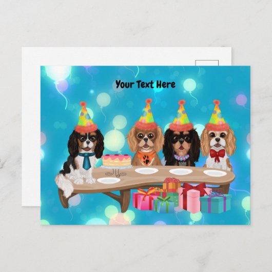 Verjaardag Cavalier King Charles Spaniel Briefkaart (Voorkant / Achterkant)