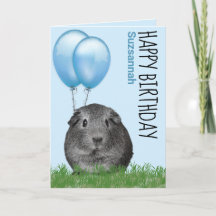 Verjaardag Cavia Blauwe Ballonnen Aangepaste Naam