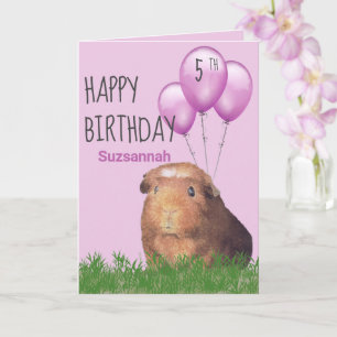 Verjaardag Cavia Op Maat Paarse Ballonnen Kaart