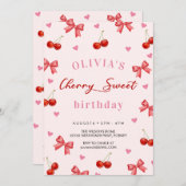 Verjaardag Cherry Bow Kaart (Voorkant / Achterkant)