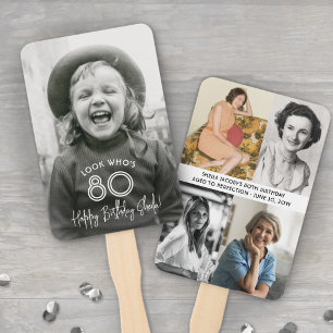 Verjaardag Chic Wit Typografie & Foto Collage Handwaaier