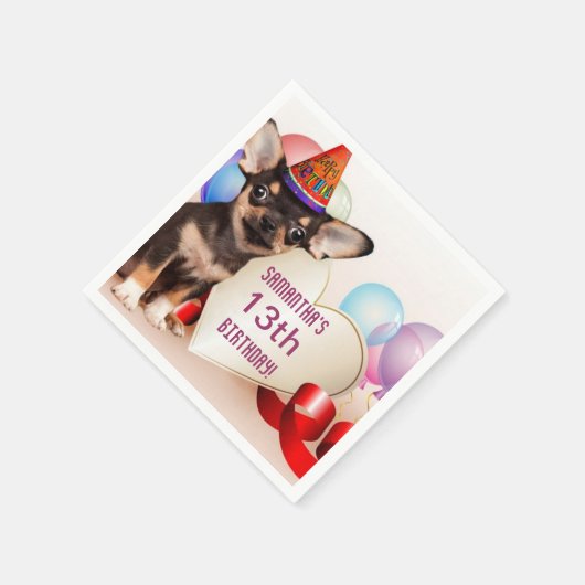 Verjaardag Chihuahua hond papieren servetten (Hoek)