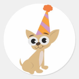 Verjaardag Chihuahua Ronde Sticker