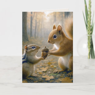 Verjaardag Chipmunk en eekhoorn met een eikel Kaart