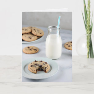 Verjaardag Chocolade Chip Cookies en Melk Kaart