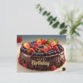 Verjaardag chocolade fruitcake  briefkaart (Staand voorkant)