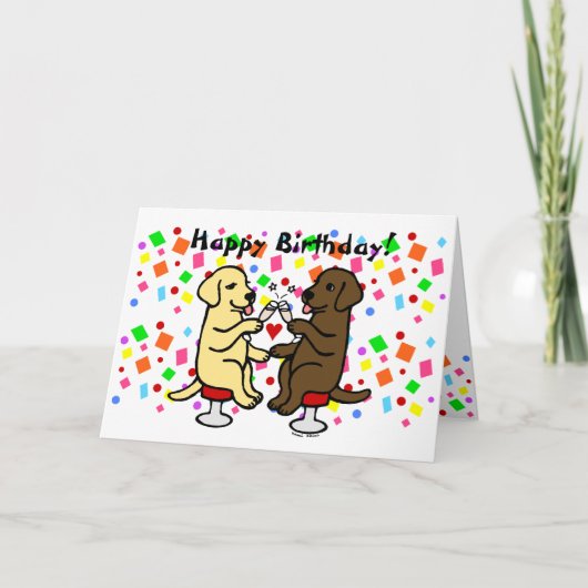Verjaardag Chocolade Lab en Yellow Lab Kaart (Voorkant)