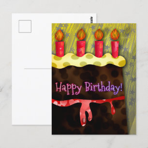 Verjaardag chocoladetaart Ansichtkaart Briefkaart