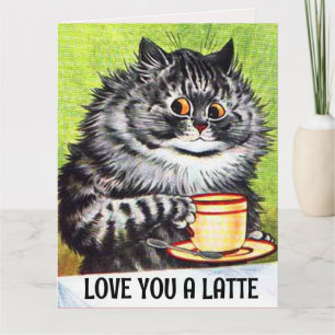 VERJAARDAG COFFIE KAT KUNST LIEFDE GROOT KAART KAA