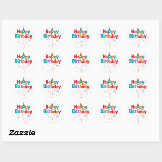 Verjaardag Confetti Ronde Sticker