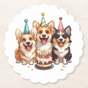 Verjaardag Corgi Dogs Kartonnen Onderzetters
