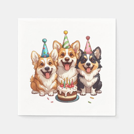 Verjaardag Corgi Dogs Servet (Voorkant)