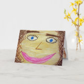 Verjaardag Crayon Artwork Grappig gezicht Kaart (Gele Bloem)