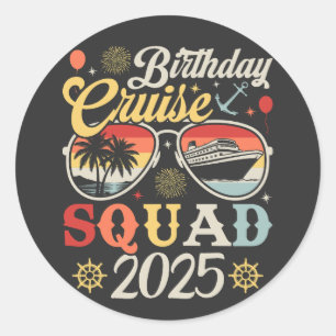 Verjaardag Cruise Squad 2025 Familie Matching Ronde Sticker