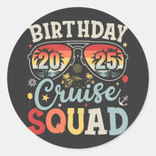 Verjaardag Cruise Squad 2025 Familie Matching Ronde Sticker