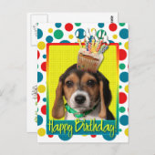 Verjaardag Cupcake - Beagle Puppy - Chloe Briefkaart (Voorkant / Achterkant)