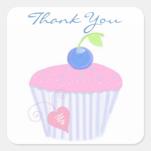 Verjaardag Cupcake Bedankt Vierkante Sticker