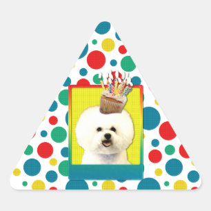 Verjaardag Cupcake - Bichon Frise Driehoek Sticker
