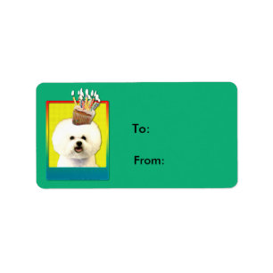 Verjaardag Cupcake - Bichon Frise Etiket