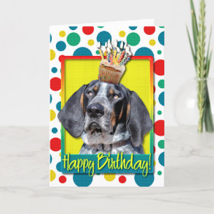 Verjaardag Cupcake - Bluetick Coonhound - Klem Kaart
