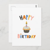 Verjaardag cupcake briefkaart (Voorkant / Achterkant)