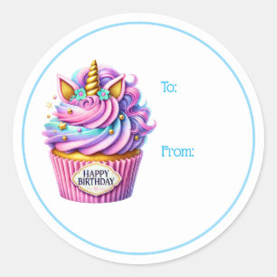 Verjaardag Cupcake Cadeautag Stickers