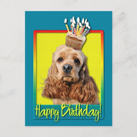 Verjaardag Cupcake - Cocker Spaniel Briefkaart (Voorkant)