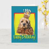 Verjaardag Cupcake - Cocker Spaniel Kaart (Gele Bloem)