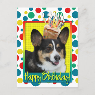 Verjaardag Cupcake - Corgi Briefkaart