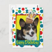 Verjaardag Cupcake - Corgi Briefkaart (Voorkant / Achterkant)