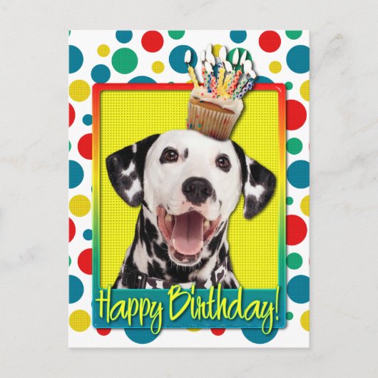Verjaardag Cupcake - Dalmatisch Briefkaart (Voorkant)