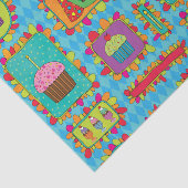 Verjaardag Cupcake Dessert Party Blauw Tissuepapier (Detail)