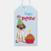 Verjaardag Cupcake Duits Wirehaired Pointer Cadeaulabel (Voorkant)
