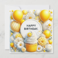 verjaardag cupcake en ballonnen groet kaart