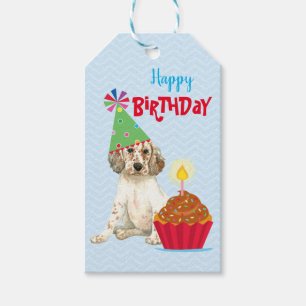 Verjaardag Cupcake Engels Setter Gift Labels Cadeaulabel