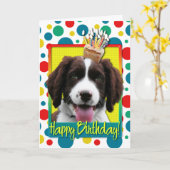 Verjaardag Cupcake - Engels Springer Spaniel - Bax Kaart (Gele Bloem)