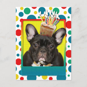 Verjaardag Cupcake - Franse Bulldog - Blauwgroen Briefkaart