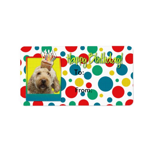 Verjaardag Cupcake - GoldenDoodle Etiket (Voorkant)