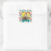Verjaardag Cupcake - GoldenDoodle Vierkante Sticker (Tas)