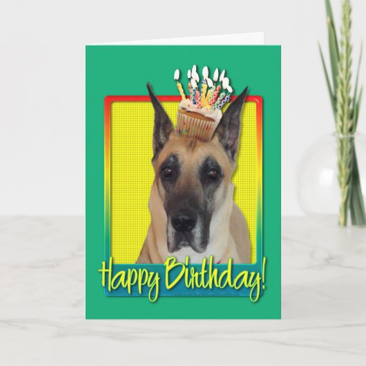 Verjaardag Cupcake - Great dane Kaart (Voorkant)