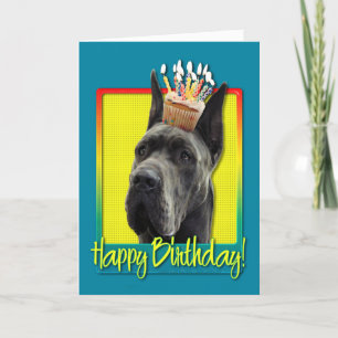 Verjaardag Cupcake - Grote Deen - Grijs Kaart