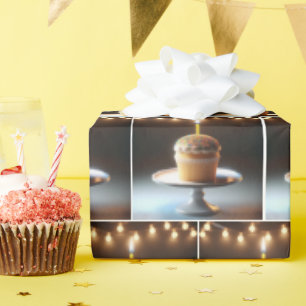 Verjaardag Cupcake met String verlichting Cadeaupapier